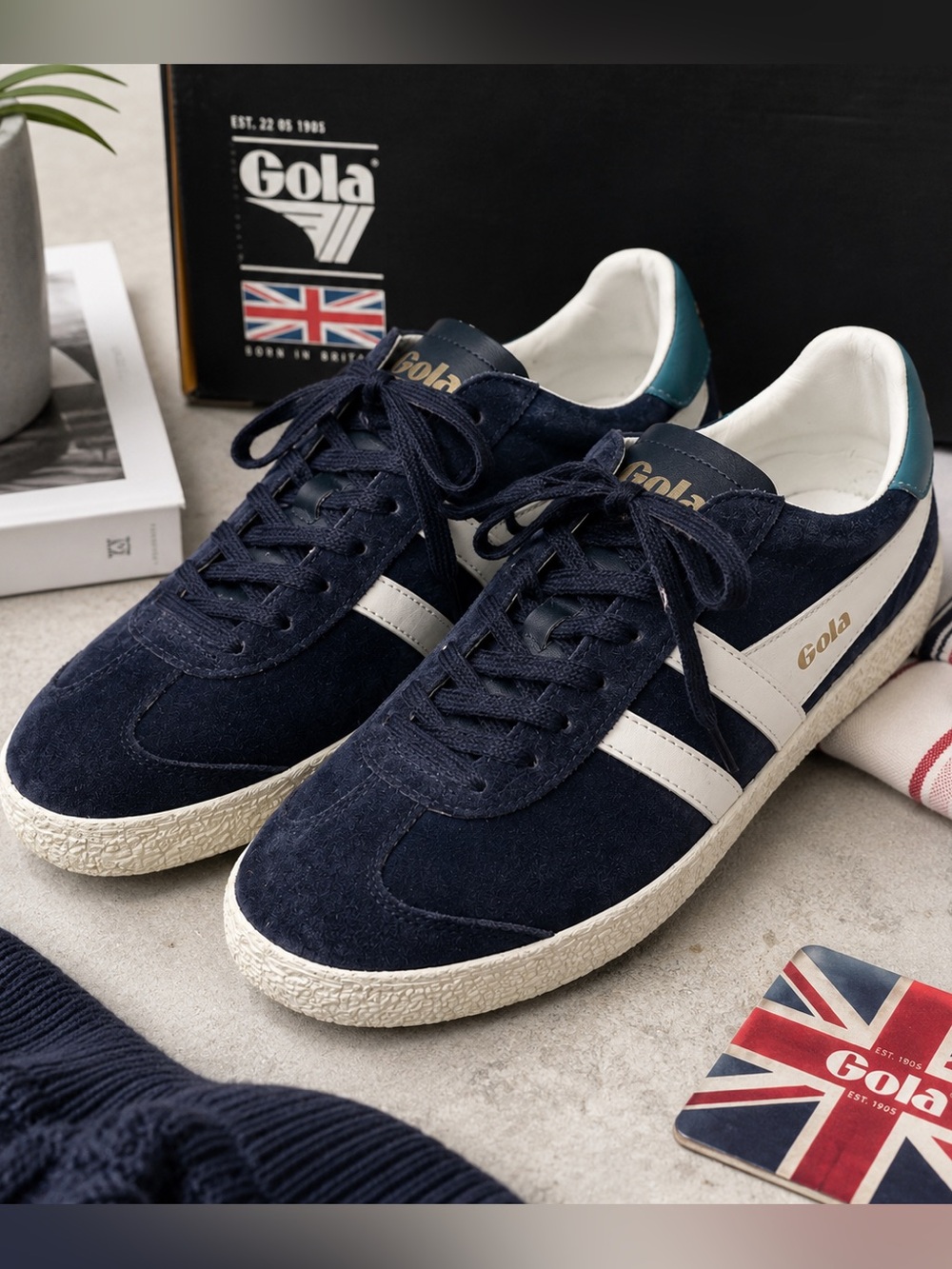 Gola Navy Blue White Suede Athletic Sneakers